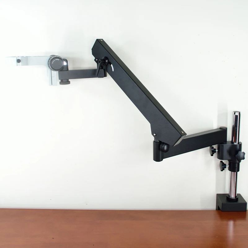 Soporte de microscopio con abrazadera de pilar de brazo articulado para soporte de microscopio con Zoom estéreo de 76mm