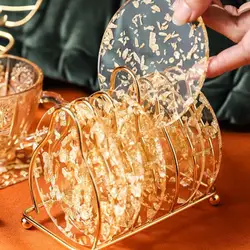 Tea Coaster Ins Coaster Gold Silver Foil Acrylic Gold Foil Coaster European American Creative Potholder Table Coffee Cup Mat 컵받침