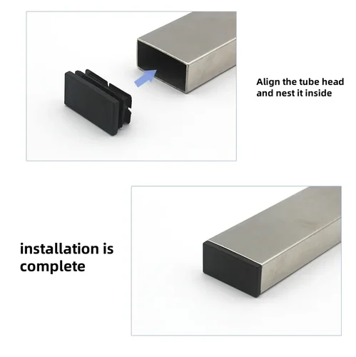 Imagen 2 del producto 5-50 Uds. Tapas ciegas de plástico, tapón de tubo cuadrado de 10-60mm, insertos de tapón de tubo Rectangular negro, cubierta de pie para muebles y sillas de mesa