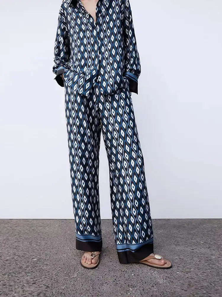 

Ele Geometric Print Long Sve irt Z Series Women's Faion Top Comfortable Commute Sle Loose Fit Button down