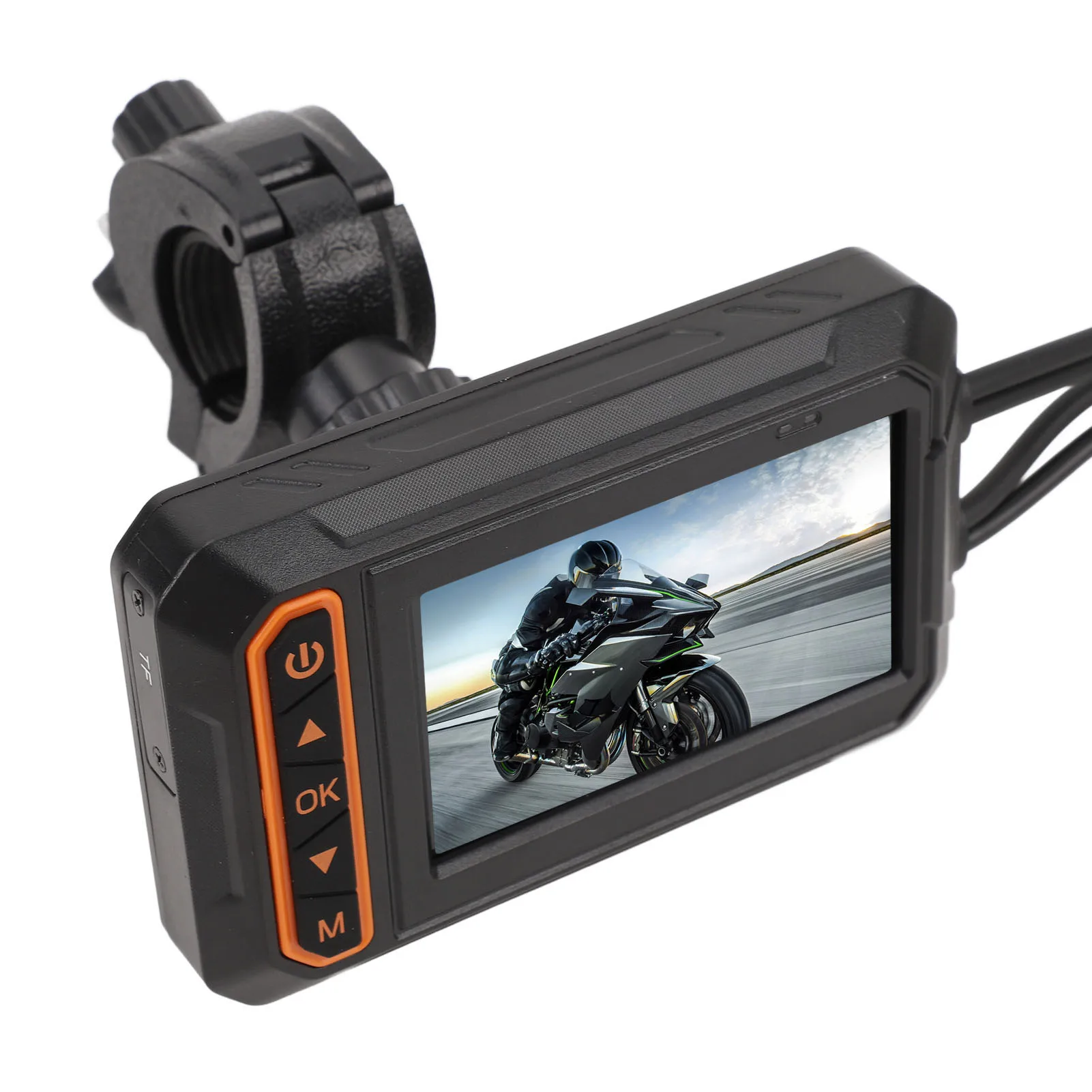 دراجة نارية داش كاميرا عدسة مزدوجة الأمامي والخلفي 1080P 3in IPS شاشة IP67 مسجل قيادة للرياضات النارية #2