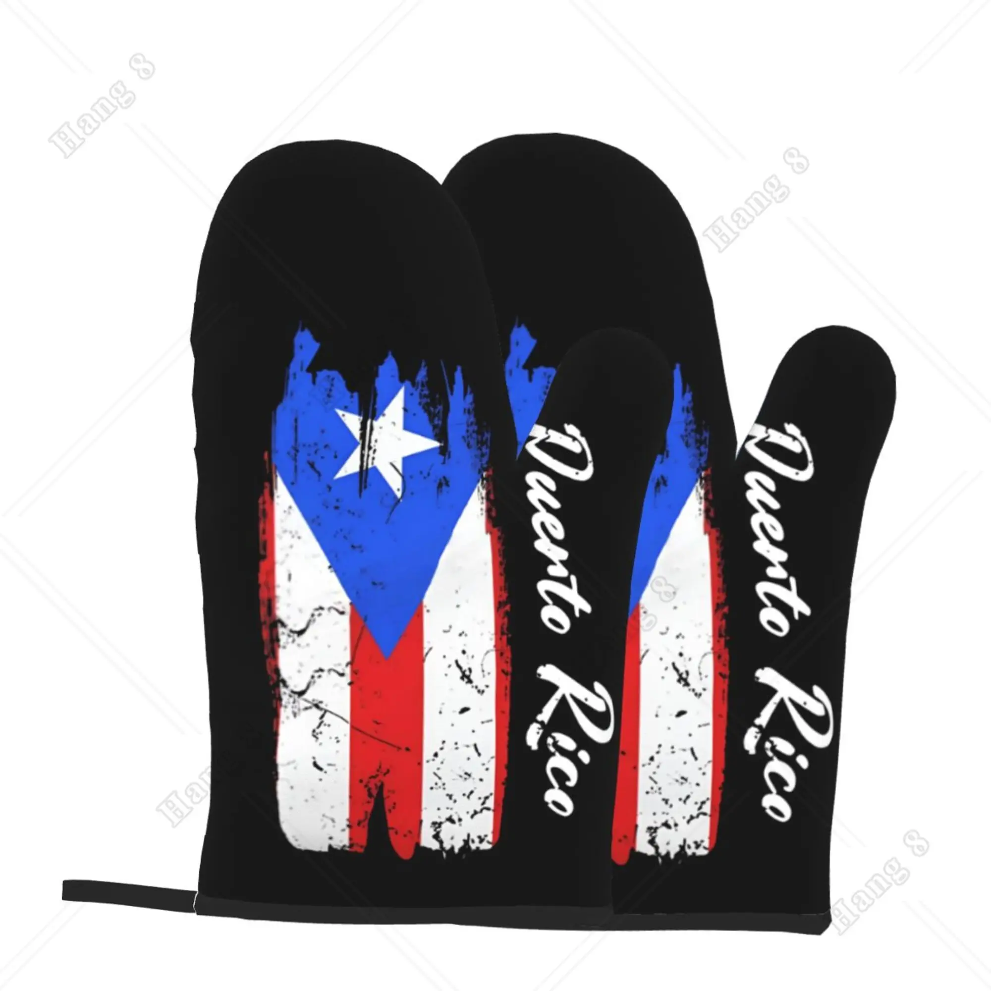 Puerto rico flagge ofen handschuhe set mit 2 hitze beständigen handschuhen küchen ofen handschuhe hitze beständig zum kochen grillen druck