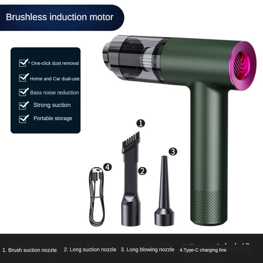 High suction brushless motor car vacuum cleaner, handheld, small wireless, household blow and suction dual-purpose