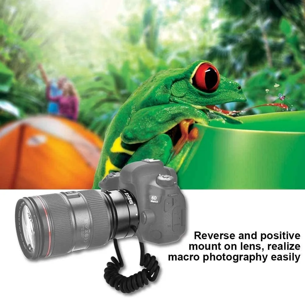 Meike อิเล็กทรอนิกส์-Macro Auto Focus & AF ยืนยันอะแดปเตอร์ Reverse สำหรับ Canon 5D II III 6D 7D 50D 60D 600D 550D