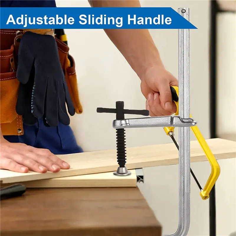 AT44 4 Pack F Clamps 12 Inches, Heavy Duty Steel Bar Clamps, 1320LBS Clamping Force, for Welding, Woodworking, 3 Inch Throat