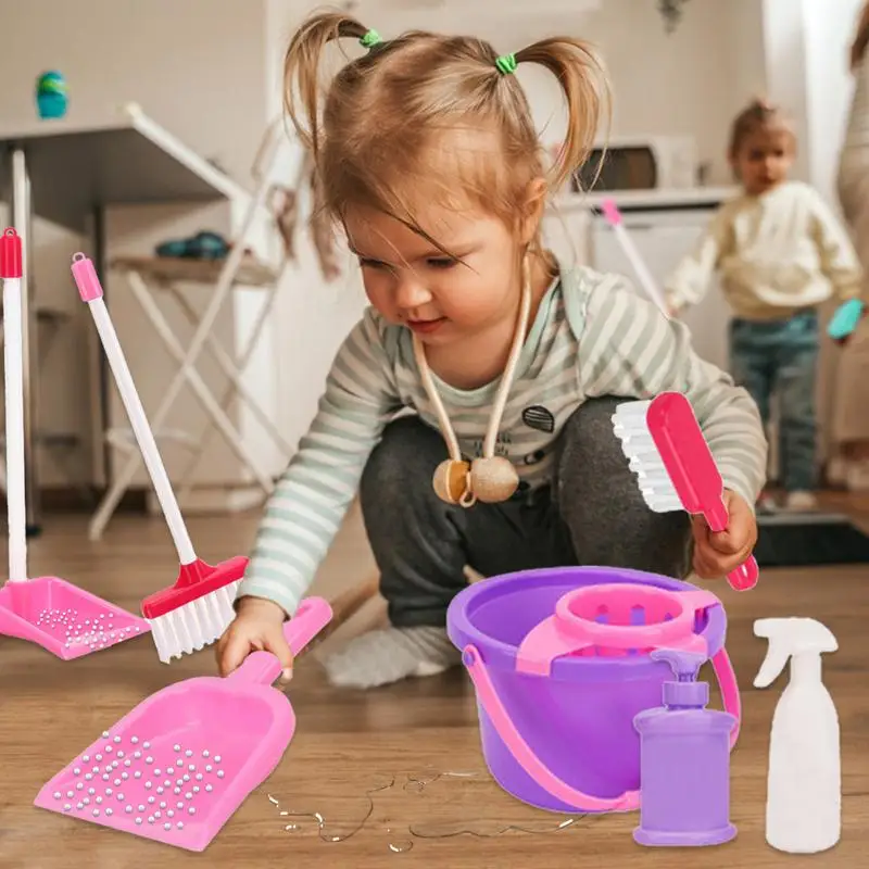 Toddler Vacuum Toy Toddler Cleaning Toy Vacuum Cleaner Set Realistic Electric Vacuum Pretend Play Housekeeping Cleaning Set For