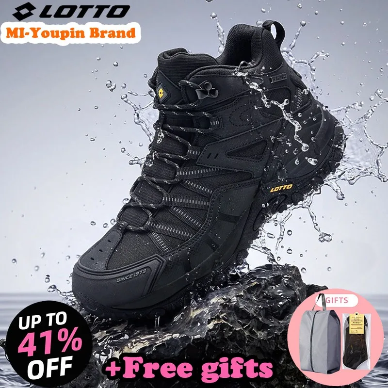 LOTTO Winter Warm Men's Boots Outdoor Mountaineering Shoes High Top Leather Waterproof High Top Boots Women's Casual Shoes
