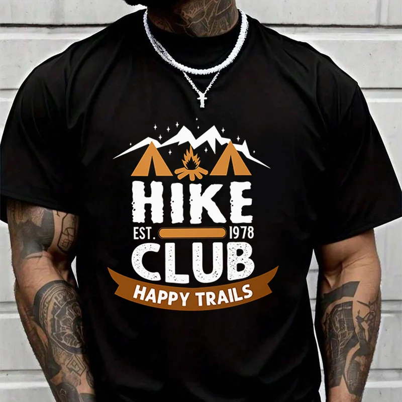 

Men's And Women's T-shirt Hike Club Happy Trails Summer New Tee Short-sleeved Spring Autumn MotoTop