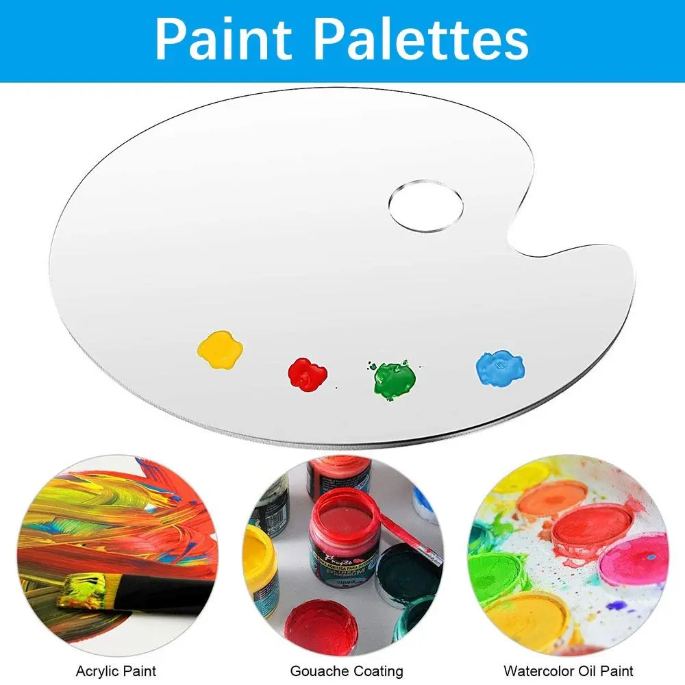 

Lightweight Acrylic Clear Paint Tray Drawing Supplies Transparent Paint Palettes Gouache Oval Pigment Pallet
