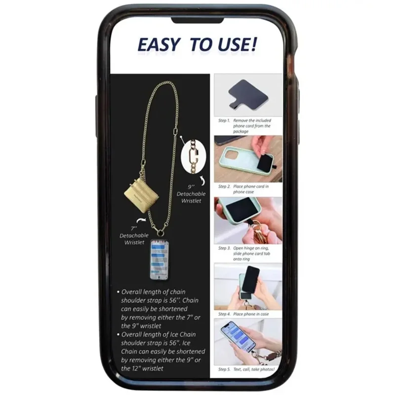 ABRT-With Zipper Pocket Mobile Phone Lanyard Chain Bag Chain Multi-Functional Cell Phone Lanyard Chain Bag Phone Lanyard