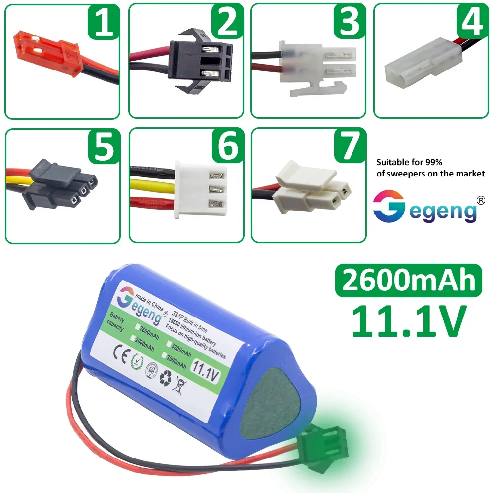 GEGENG 3S1P 11.1V 2.6Ah for Ecovacs Iilife V1 V3 X3 V3 V5 X5 V5S CW310 CEN250 covacs Deebot Deepoo CEN330 CEN332 li-ion battery