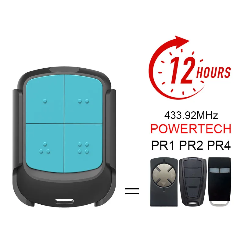 Powertech PR1 PR2 PR4 Garage Door Opener Remote Control 433.92MHz Rolling Code Electric Gate Remote Control Keychain 4 Buttons