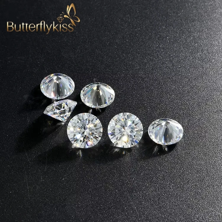 Butterflykiss Moissanite Stone Round Cut 8 Hearts And Arrows D Color Wholesale Lab Grown Gemstones For Jewelry With Certificate