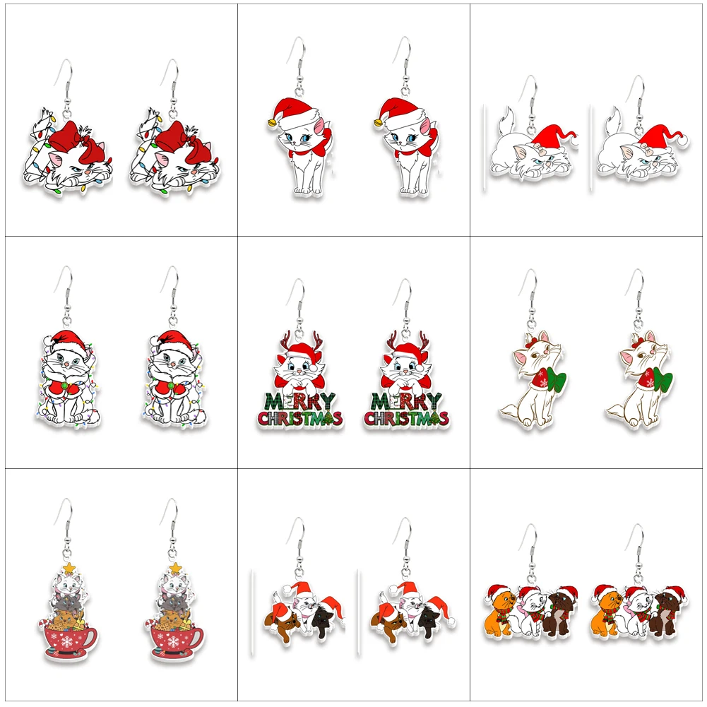 Christmas Disney Marie Cat Creative Childlike Interest Girl Cute Ear Hook Cartoon Pendant Fashion Jewelry Birthday Gift