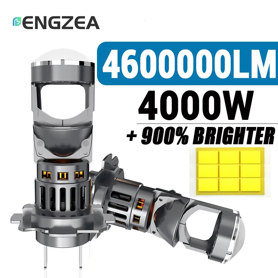 

ENGZEA 2 шт. H7 светодиодные фары светодиодный проектор H4 H11 9005 9006 линза лампы Canbus Hi/ближнего света авто мотоциклы фары 6000K 12V