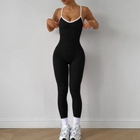 Seamless Yoga Jumpsuit Women Gym outfits Set Spaghetti Strap Leisure Workout Leggings Padded Bra One-piece Fitness Bodysuits