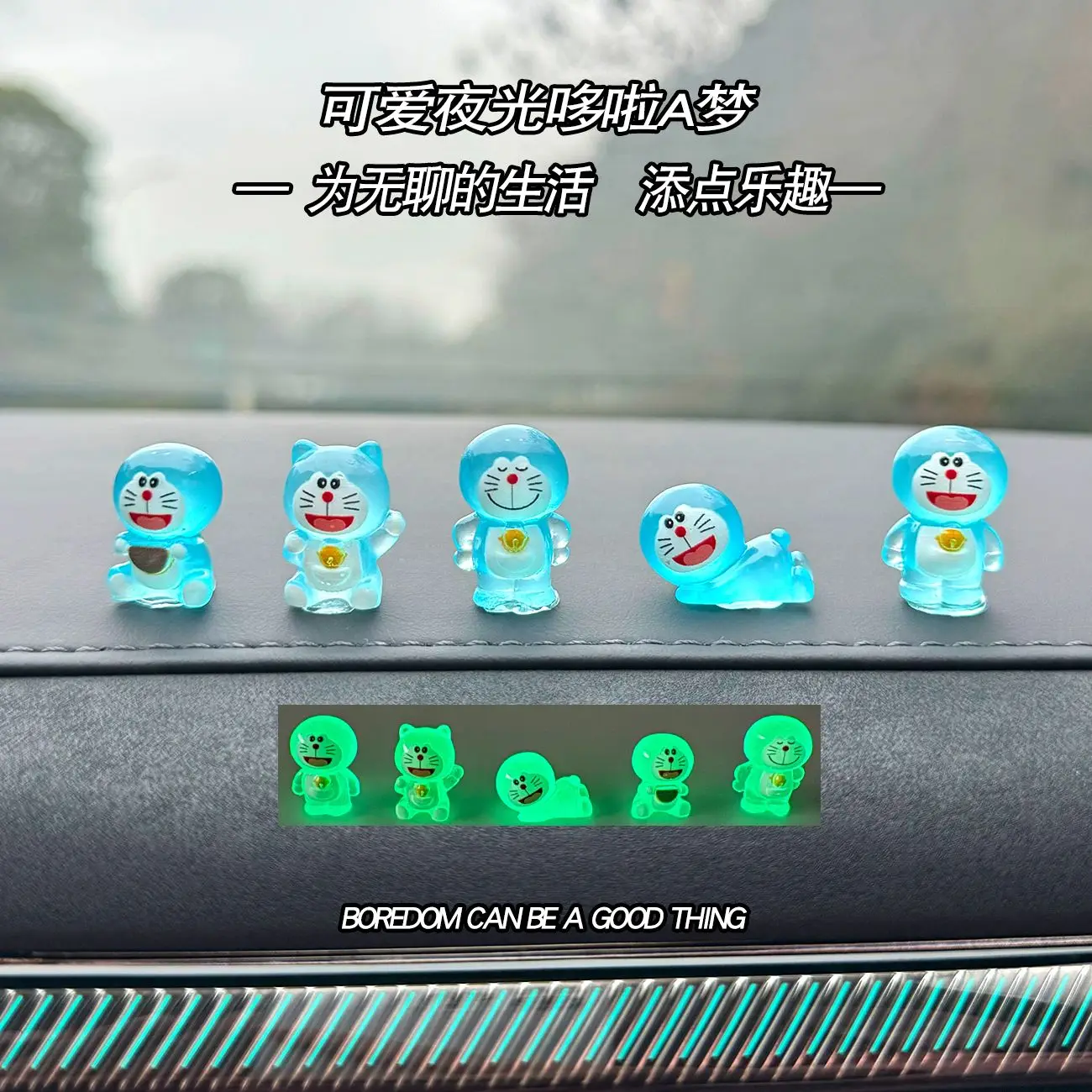 Doraemon Cute Glow-in-the-Dark Desktop Figurine,Healing Style,Office Computer Screen Center Console Decoration, Gift for Friends