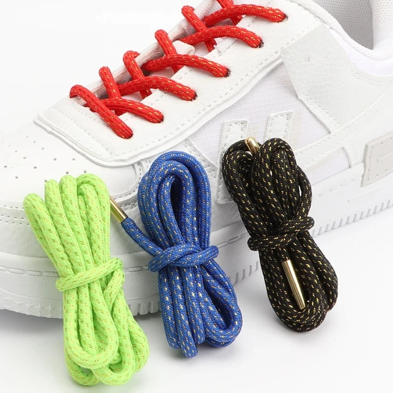 1 Pair Round Shoelaces Precision Weaving Sport Shoe Laces Metal Lace Head Wear-resistant and Non-slip Man Woman Shoe Accessories