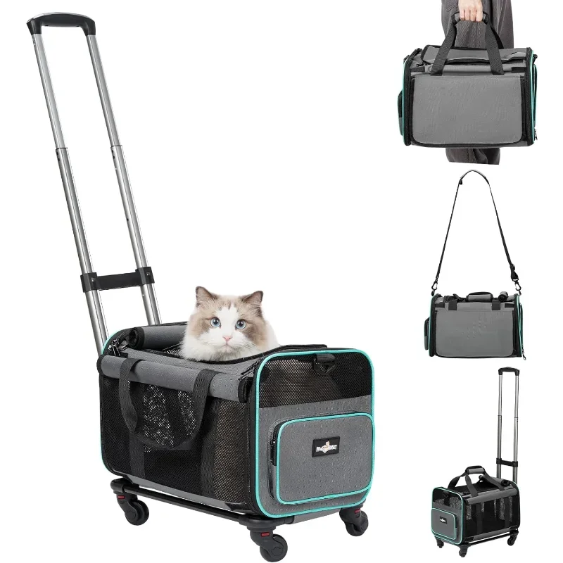 

Porta-cães Aprovados Para Cães Dobráveis Para Cães Pequenos E Gatos, Cat Carrier On Wheels, Pet Travel Carrier