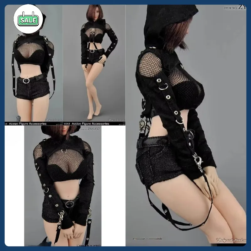 

ZYTOYS ZY5037 1/6 Scale Female Soldier Black Lace See-through Top Pants Set Clothes Model for Action Figures Body Dolls