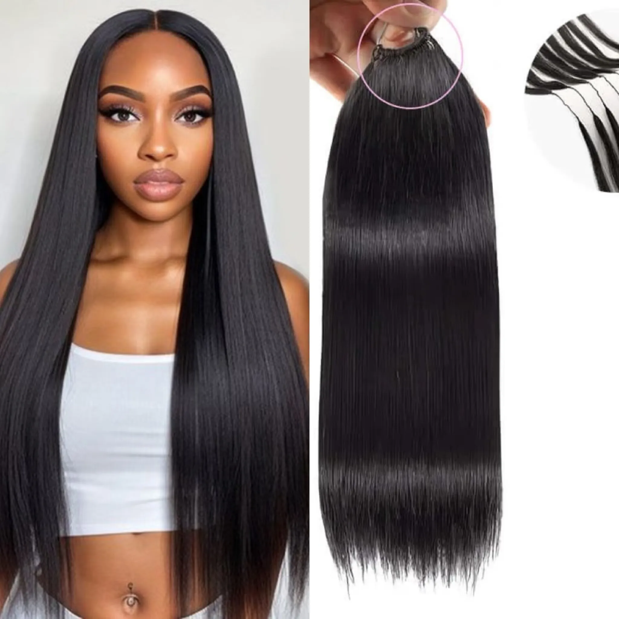 

Наращивание волос Slik Straight Pre-Separated Knotless Crochet из натуральных человеческих волос для плетения косичек, 50 г/упаковка