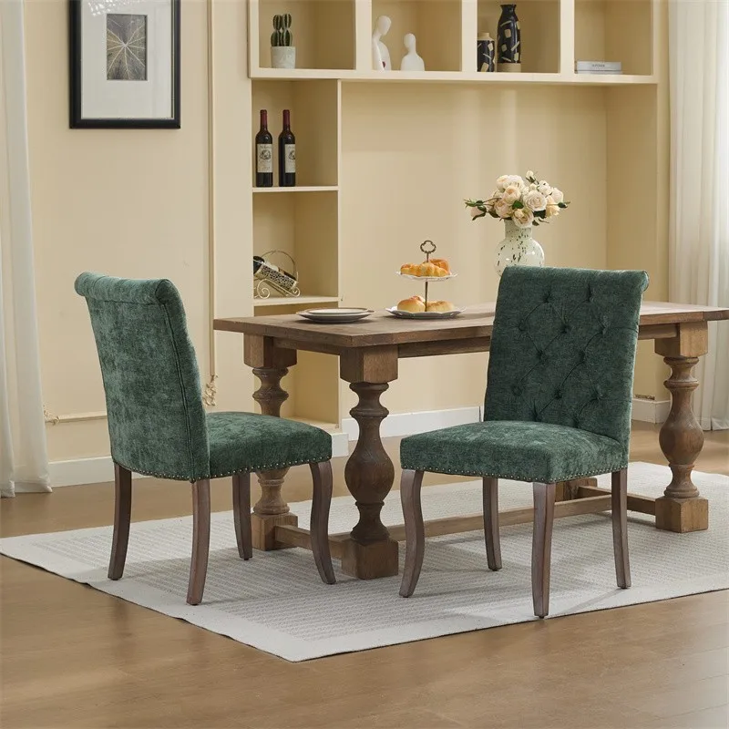 

Комплект из 2 стульев для столовой с обивкой и ножками из массива дерева для клуба, столовой, кухни