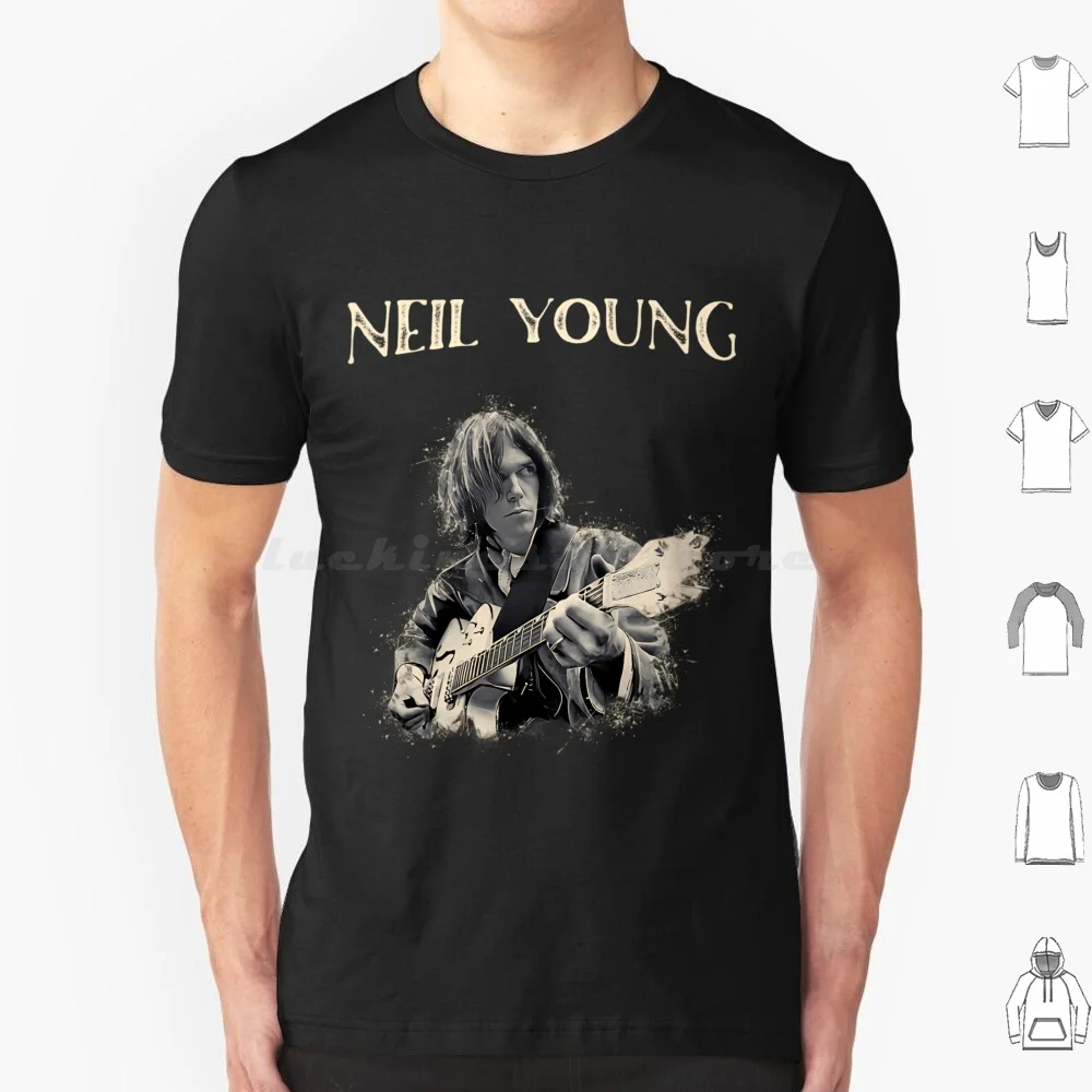 Camiseta de guitarra Neil Young, talla grande, 100% algodón, banda Neil Young, música Neil, The Young Ones, Crazy Horse, años 80, Young Ones