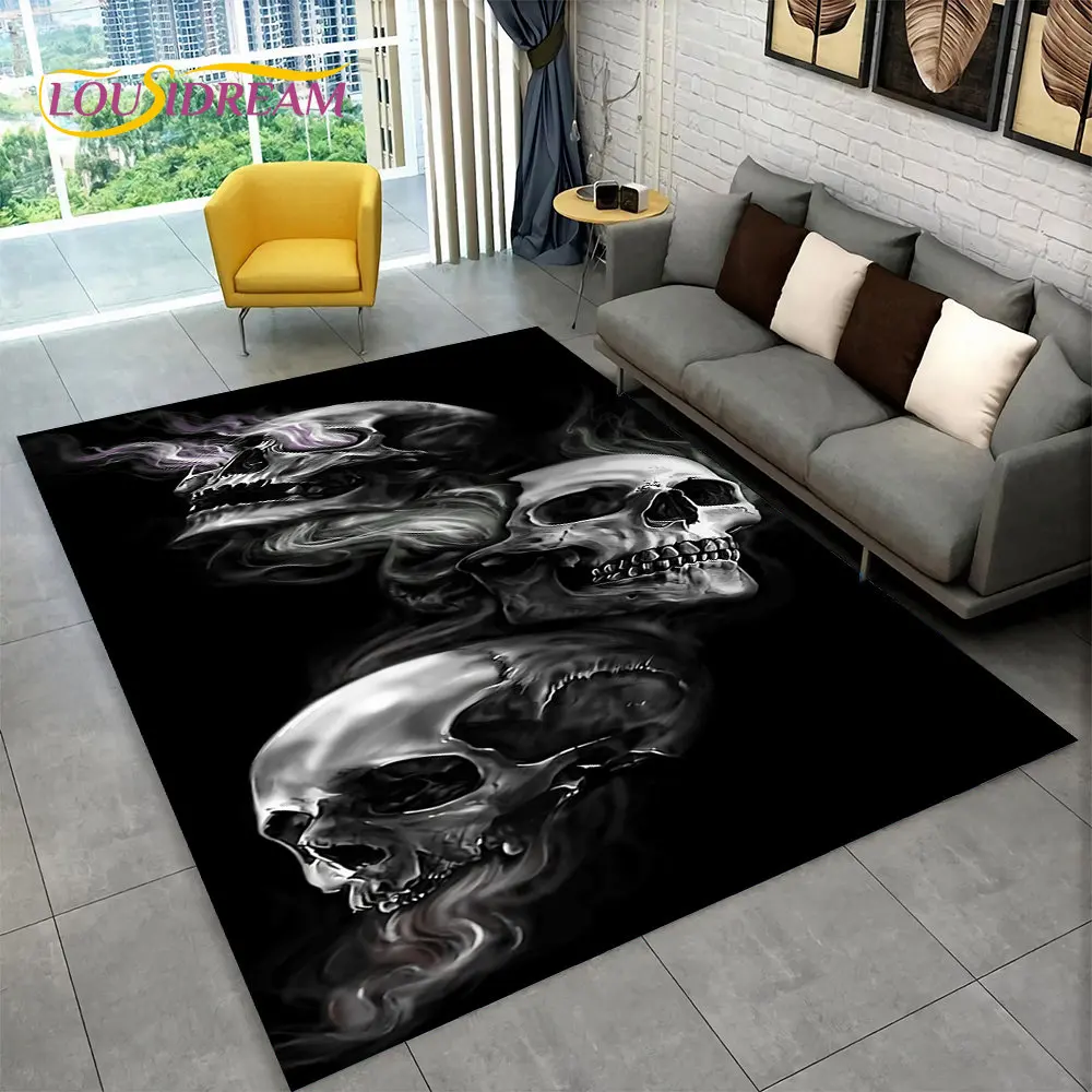 

Horror Skull Gothic Witchcraft Area Rug,Carpet Rug for Living Room Bedroom Sofa Playroom Doormat Decoration,Non-slip Floor Mat