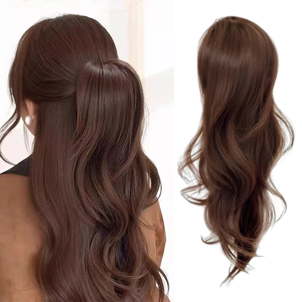 16 Inch Waterfall Half Up Layered Curly Ponytail Synthetic Hair Heat Resistant Hair Accessories for Women Daily Party