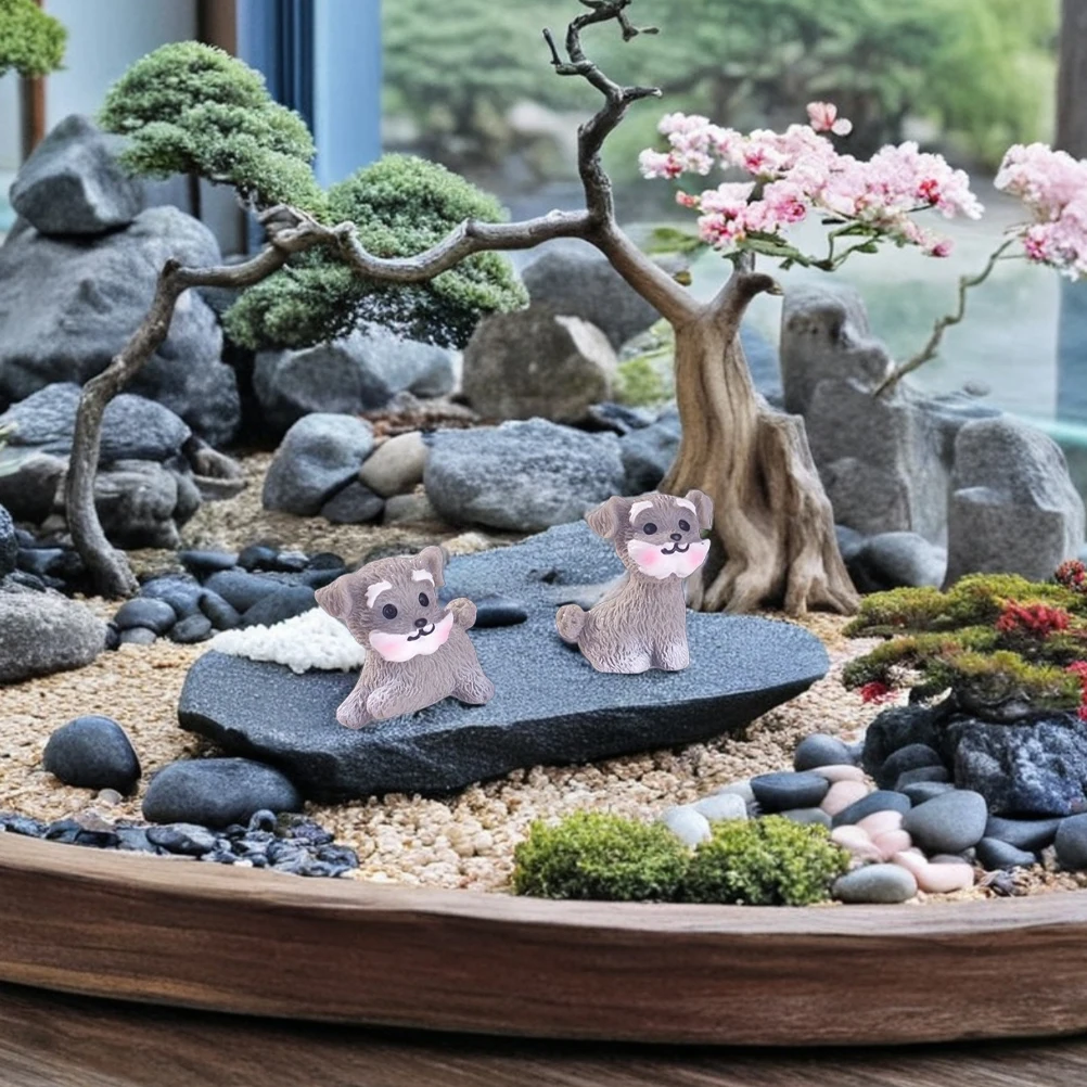 

8 Pcs Miniature Schnauzer Dog Statues Resin Decor Accessories Tiny Puppy Sculptures Garden Landscaping Use