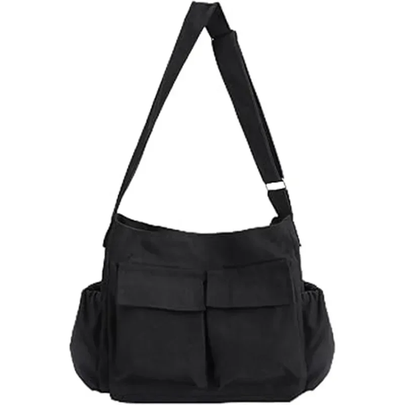 Canvas Crossbody Messenger Bag para Mulheres e Homens, Grande Hobo Bag, Vários Bolsos, i-CHP1