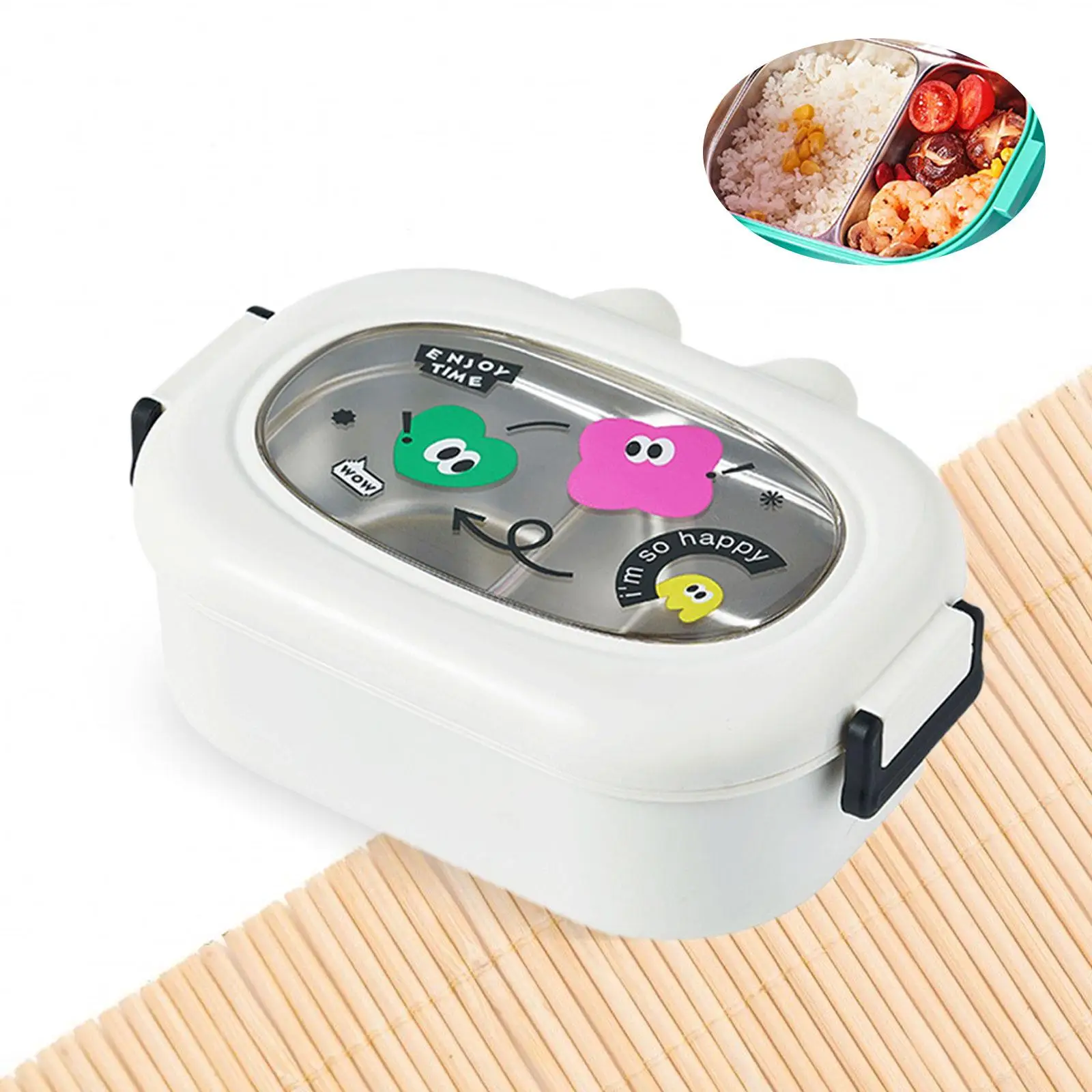 Insulated Bento Box Portable Food Storage Cartoon Leakproof with Divisions Lunch