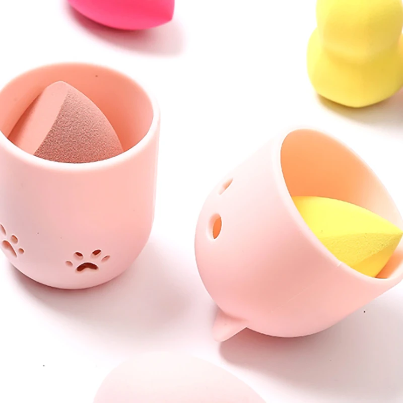 Soft Silicone Cosmetic Blender Sponge Box Holder Beauty Powder Puff Blender Holder Sponge Makeup Egg Drying Case Portable Box