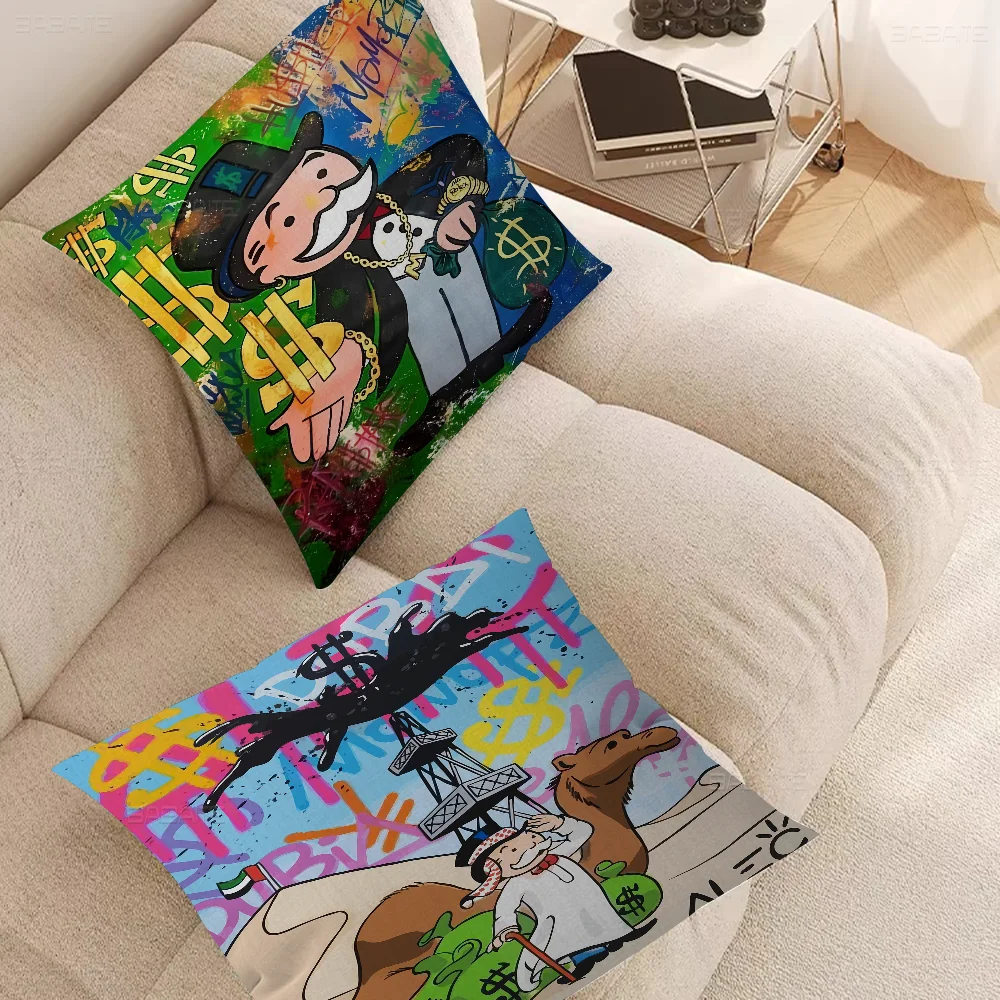 M-Monopoly M-Millionaire D-Dollar M-Money Pillow Cushion Cover Pillowcase Living Room Sofa Home Decor Customized