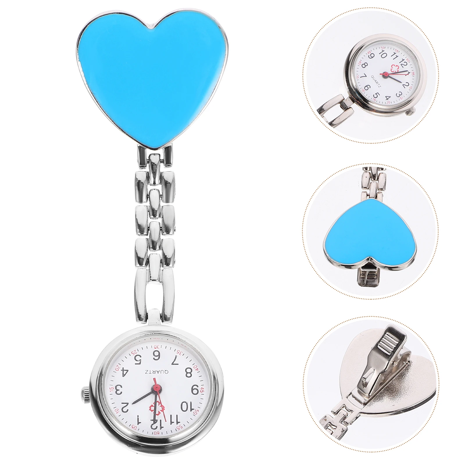Relógio luminoso à prova d'água para enfermeira, formato de coração, bolso de quartzo, acessórios médicos, brilho noturno, design durável, presente