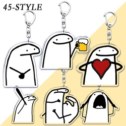 Funny Rock Flork of Cows Keychain for Accessories Bag Comics Love Heart Pendant Key Chain Ring Keyring Jewelry Fans Gifts