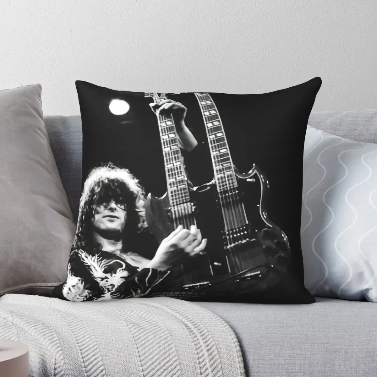 Jimmy Page Guitarist Pillowcase Polyester Linen Velvet Creative Zip Decor Sofa Cushion Cover 18