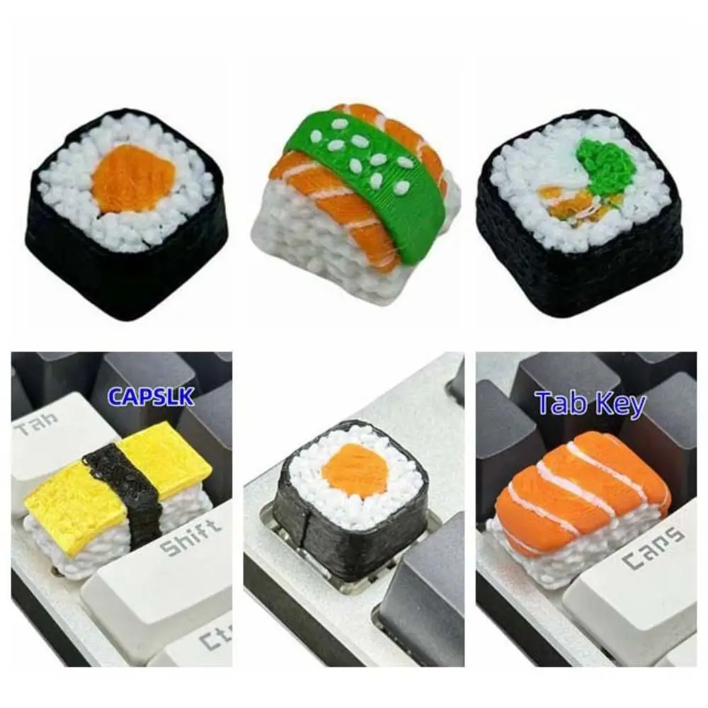 Resin Sushi Key Cap Cute Decoration Food Shape Mechanical Keyboard Key Cap Creative Design Desktop Decor For ESC Keycaps