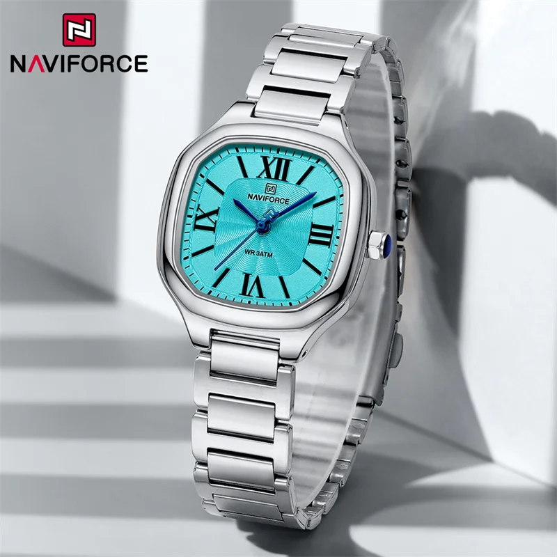 NAVIFORCE-Montre-bracelet à quartz en acier inoxydable pour femme, montre étanche pour femme, horloge tendance, qualité