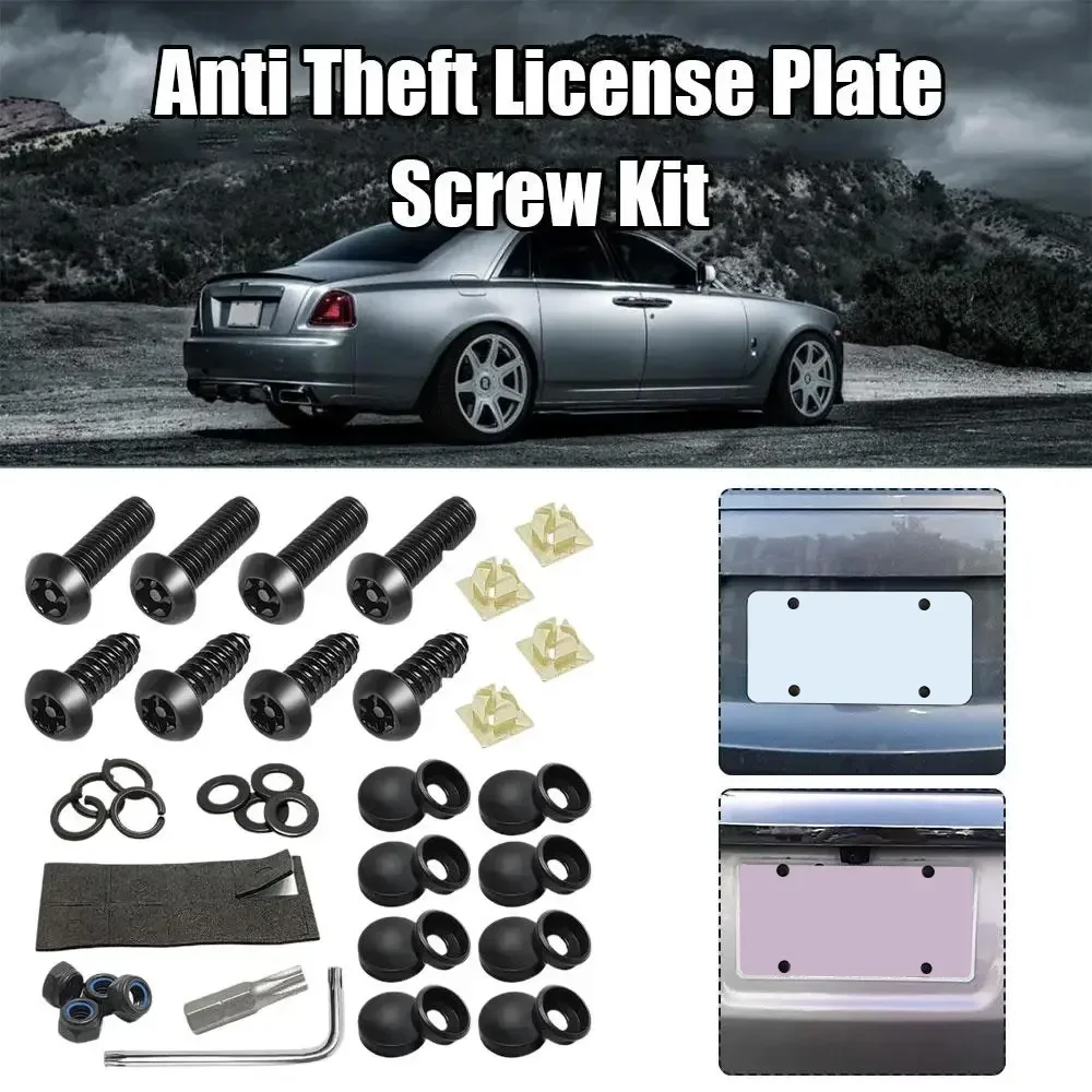 

1 Set Auto Fender Frame License Security Bolts Clips Kit Car License Plate Anti Theft Modified Retainers Screws Set Accessories