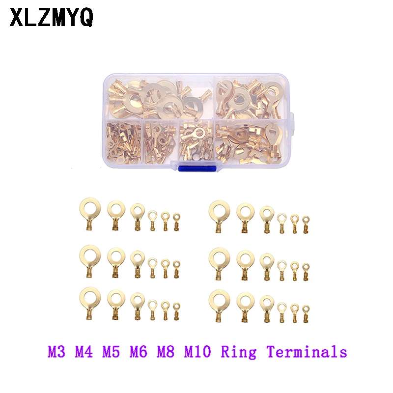 150pcs Round Terminal Block O-type Lugs Terminals Cold-Pressed Connector Copper Tab Wiring Nose Combination DIY Set