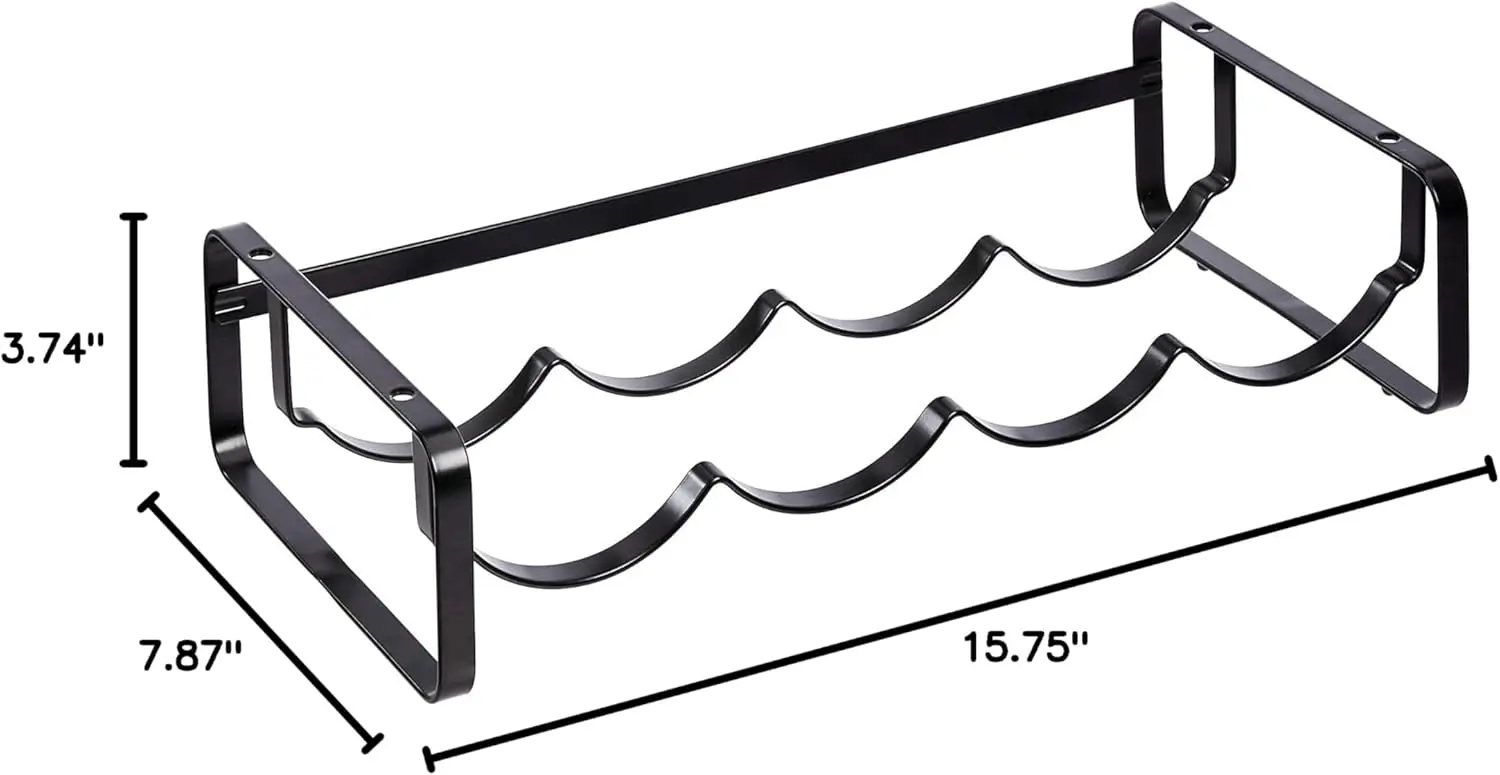 Stackable Metal Wine Rack for Tabletop, Black, Holds 4 Bottles, No Assembly Needed