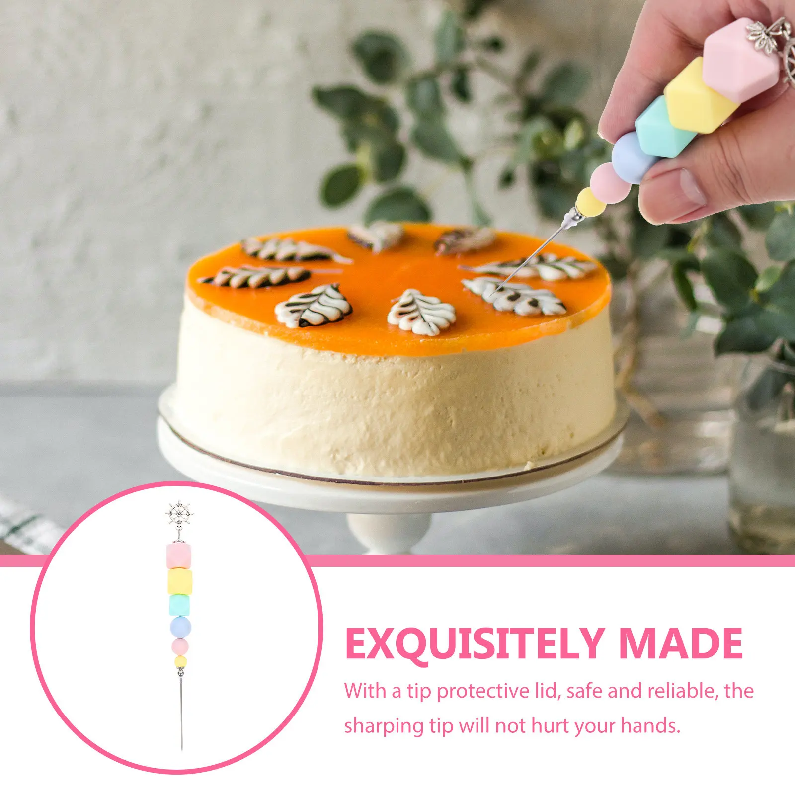 Aguja de repostería de colores con diseño de colgante para decorar y escurrir glaseado en galletas, bizcochos y pasteles