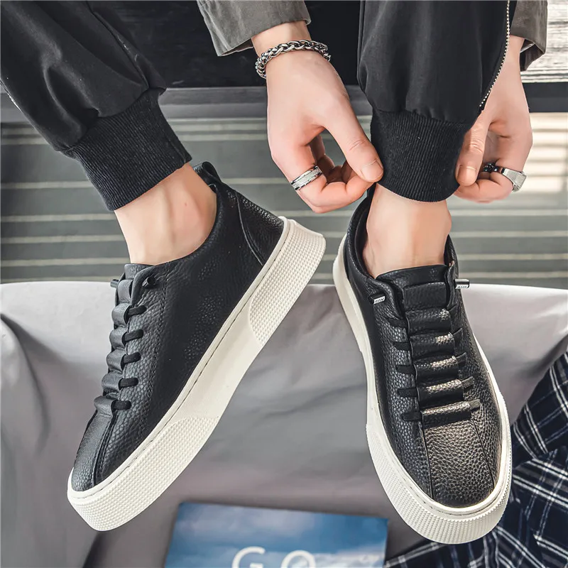 Spring Summer Shoes Men Sneakers Casual Soft Leather Men Shoes Brand Fashion Male White Shoes