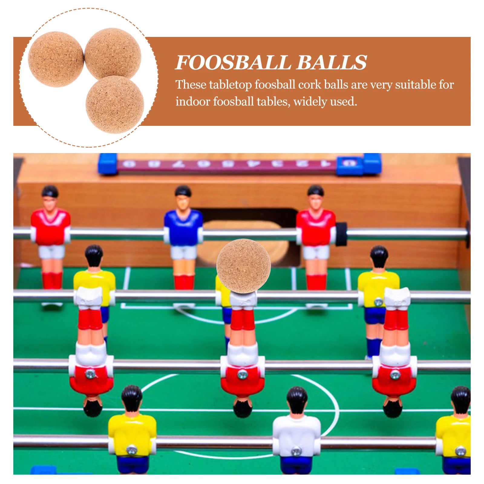 

3pcs Cork For Tabletop Table Indoor Replacement Wood Balls Wear-Resistant Smooth Surface Mini Football Team Sports Home Use