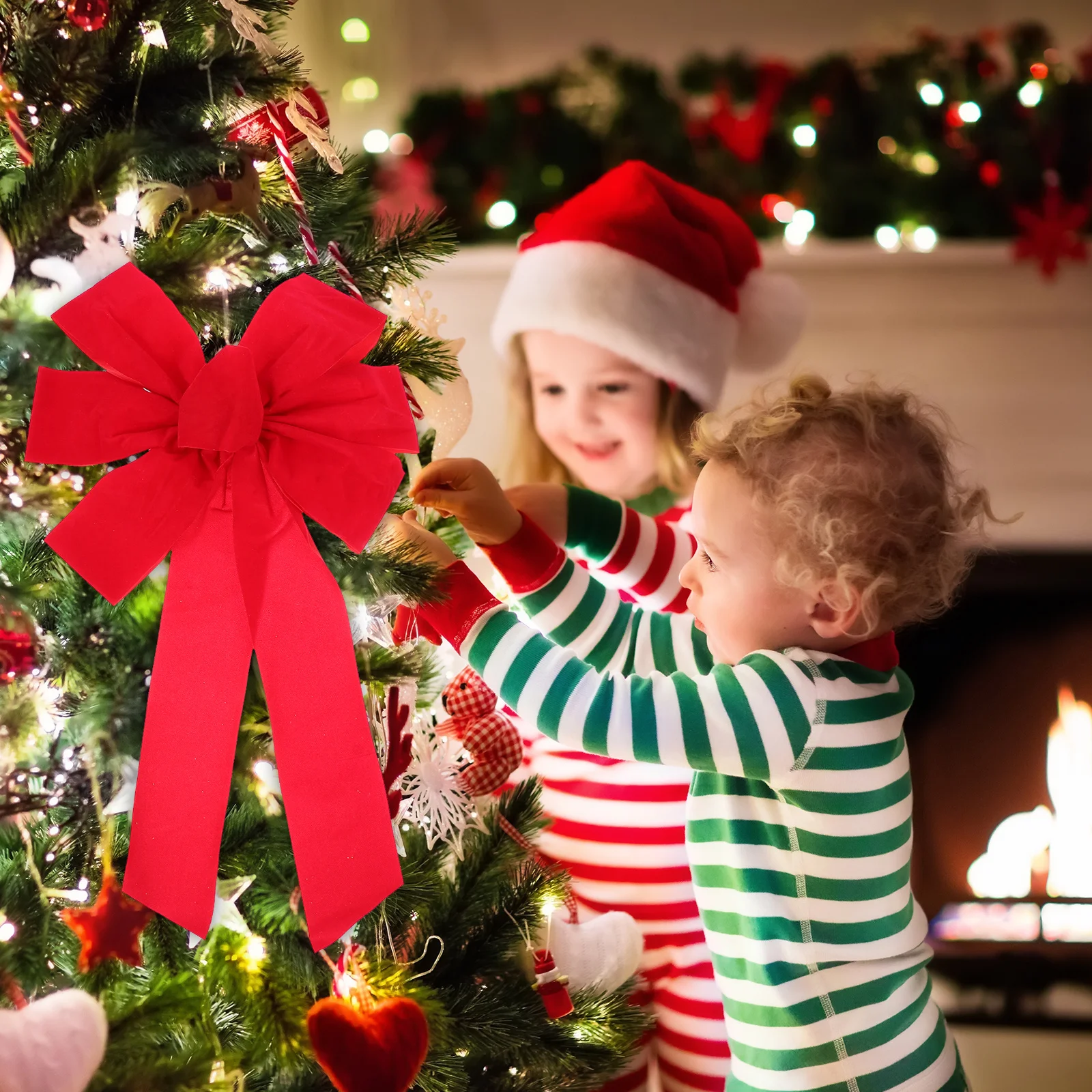 

4pcs Christmas Bowknot Red Bow Ornament For Xmas Tree Decor Holiday Party Home Hanging Decoration Supplies Bowknot Decor