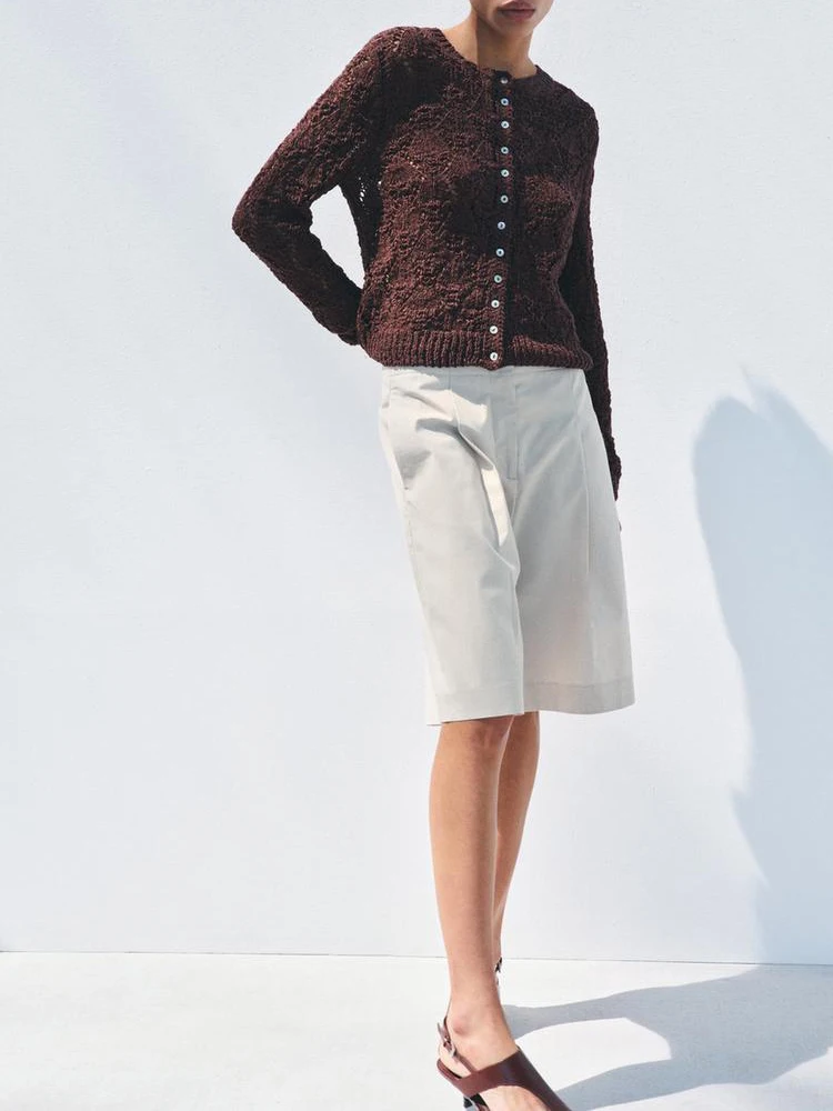 New Autumn Women's Knitted Long Sve round Ne Outerwear Single Button Embroidered Me Jaet Commute Sle Loose Fit Car...