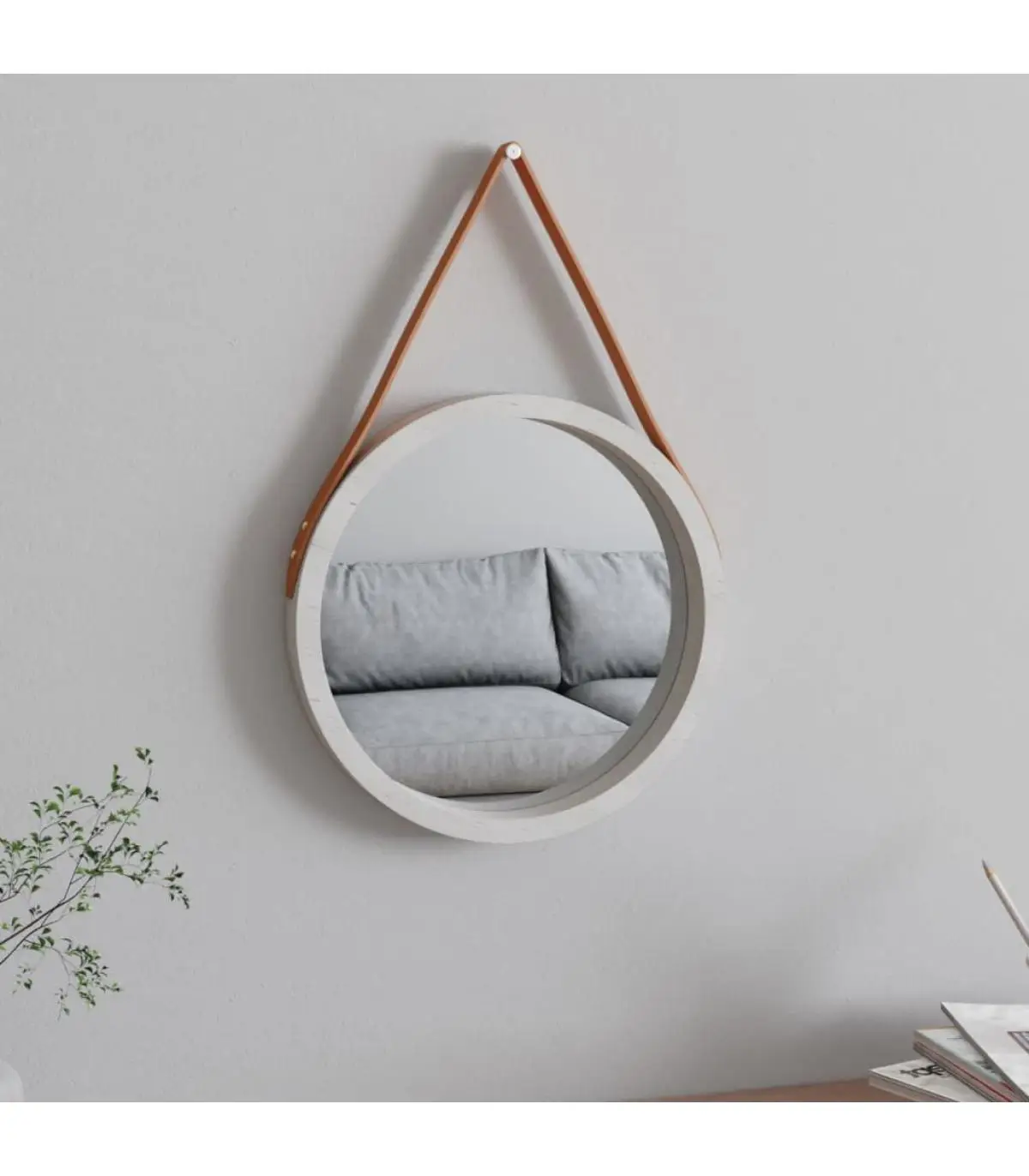 Mirror Wall with white strap Ø 35 cm