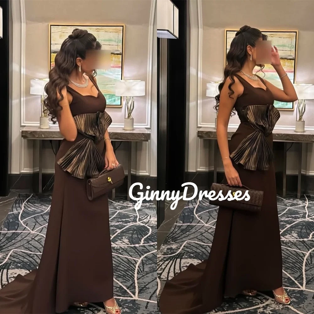 

Customize Dresses For Prom Column Square Neckline Floor-Length Ruffle Evening Dress Sleeveless Zipper Up Formal Occasion Dresses