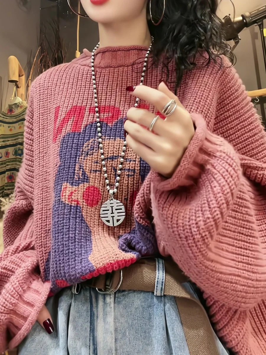 

Ele Knitwear round Ne Long Sve Women's Top Faionable Autumn Winter High-end Feel Commute Sle Korean Version